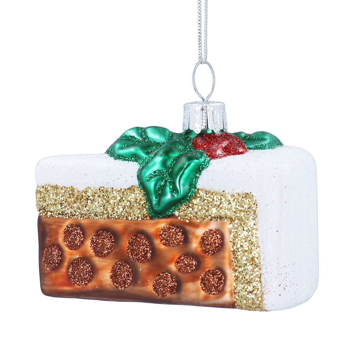Christmas Pudding on Plate Glass Ornament - 8 cm | Putti Christmas Decorations