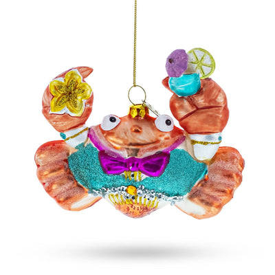 Cocktail Party Crab Glass Ornament | Putti Christmas Decorations