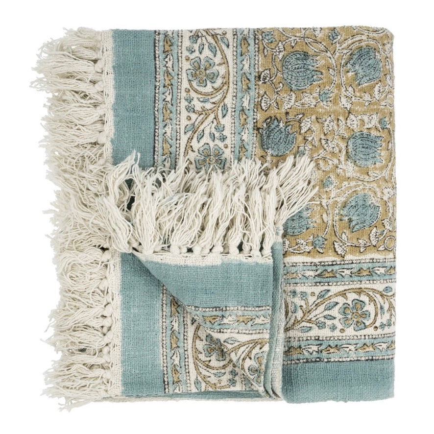 Cozumel Block Print Slub Tablecloth | Putti Fine Furnishings 