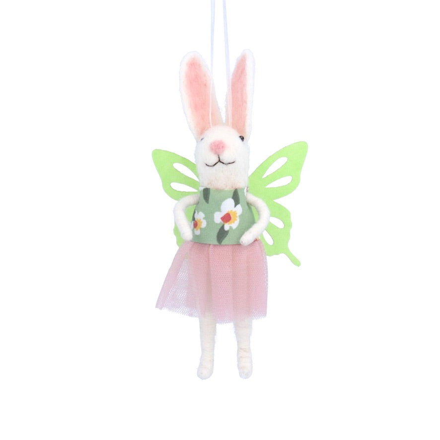 Bunny with Butterfly Wings Felt Ornament | Putti Easter Celebrations 
