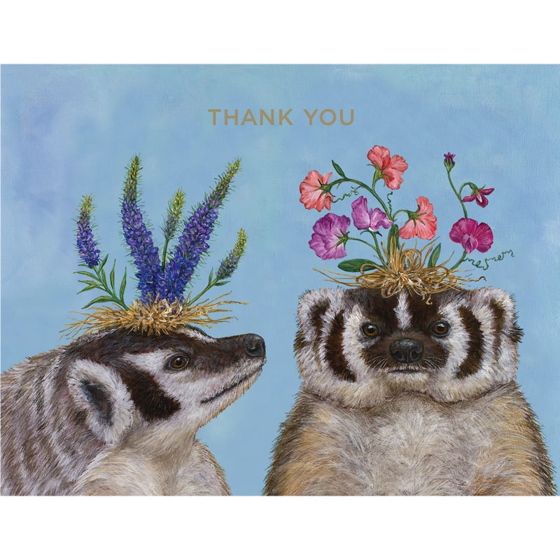Vicky Sawyer The Badger Sisters "Thank You" Greeting Card