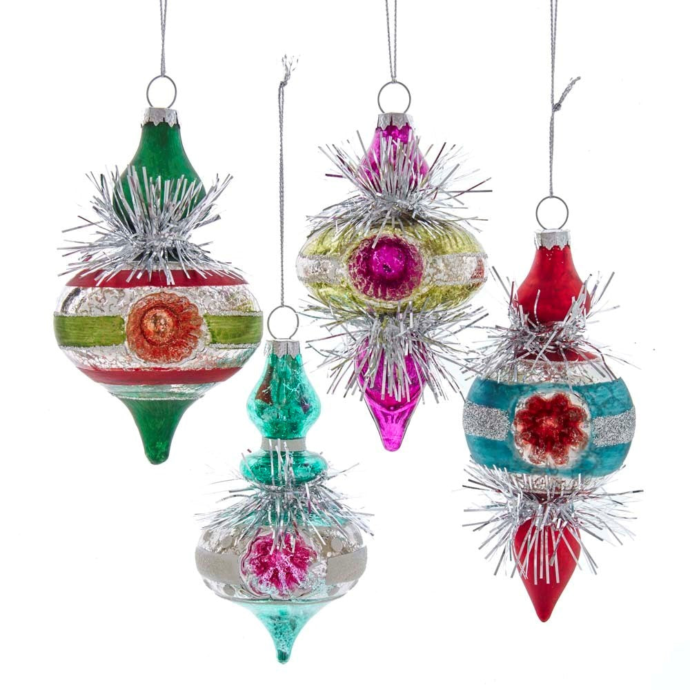 Retro Finials with Tinsel Glass Ornaments