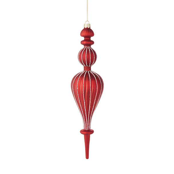 Red Ridged Glass Finial Ornament