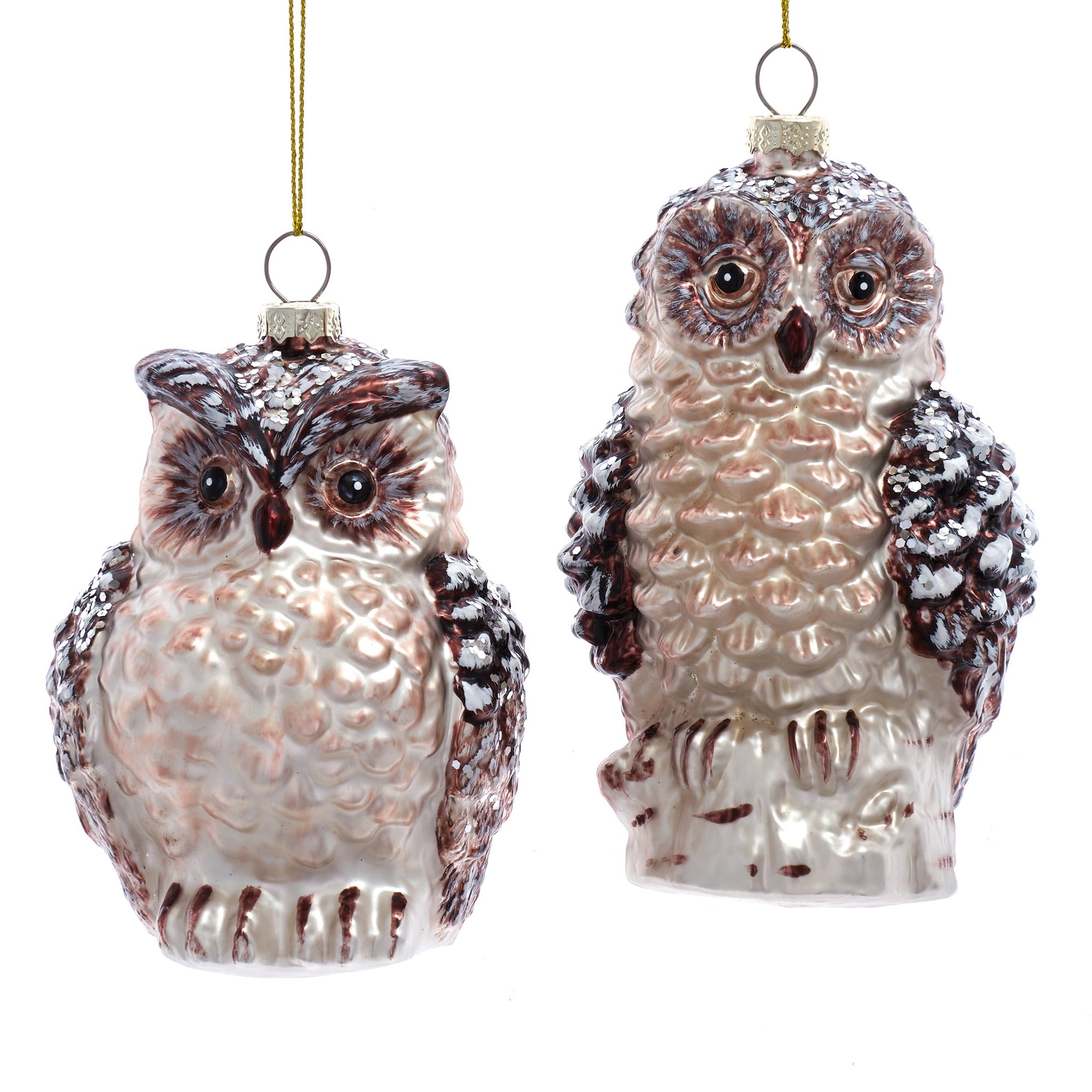 Kurt Adler Brown Owl Glass Ornament | Putti Christmas Decorations