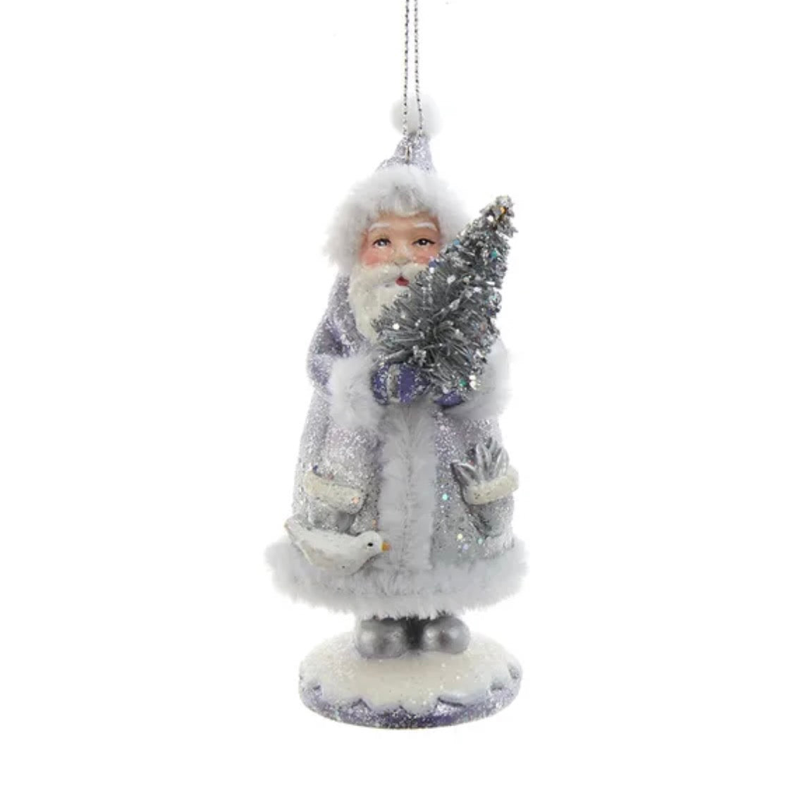 Lavender Belsnickel Santa Ornament with Tree