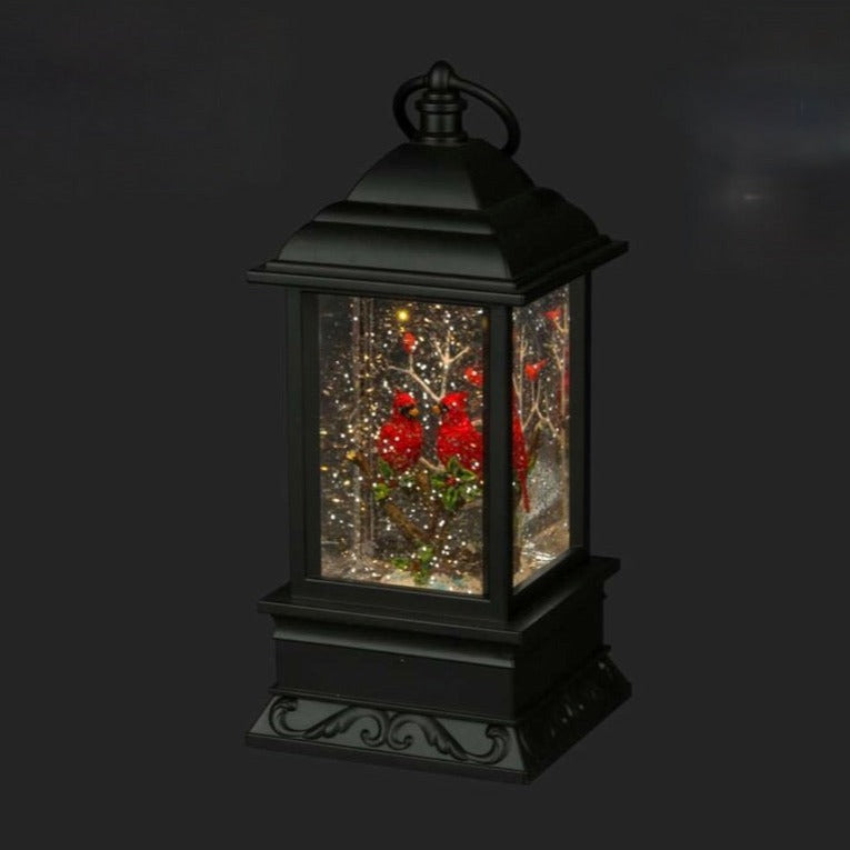 Cardinals in Black Perpetual Snow Lantern | Putti Christmas 