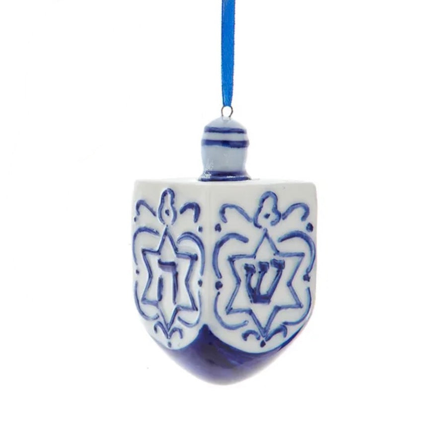 Porcelain Hanukkah Ornament - Dreidel