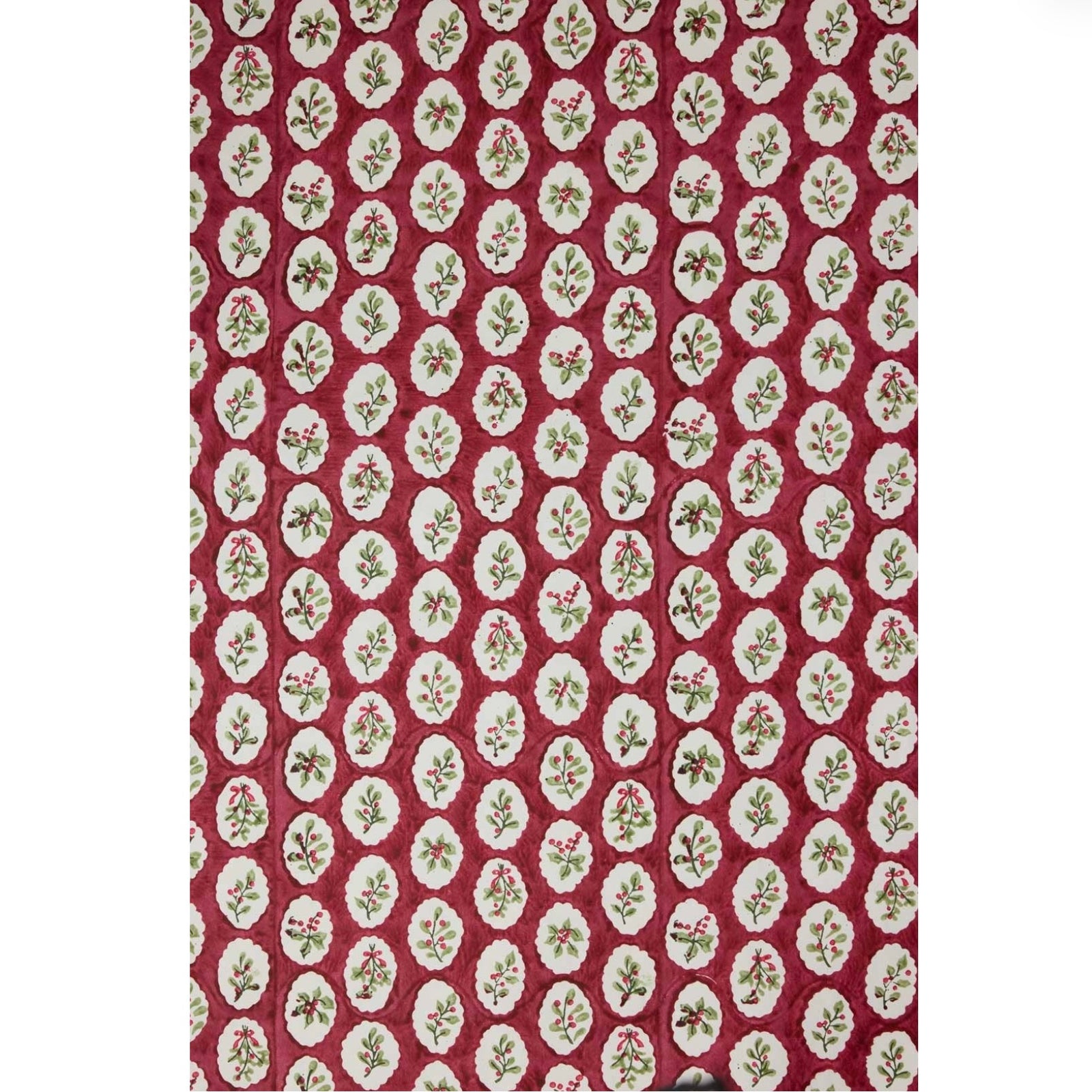 Paper Mirchi Block Printed Wrapping Paper Sheets - Red Scallop Tiles