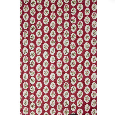 Paper Mirchi Block Printed Wrapping Paper Sheets - Red Scallop Tiles