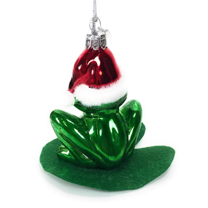 Kurt Adler Frog on Lilly Pad Glass Ornament