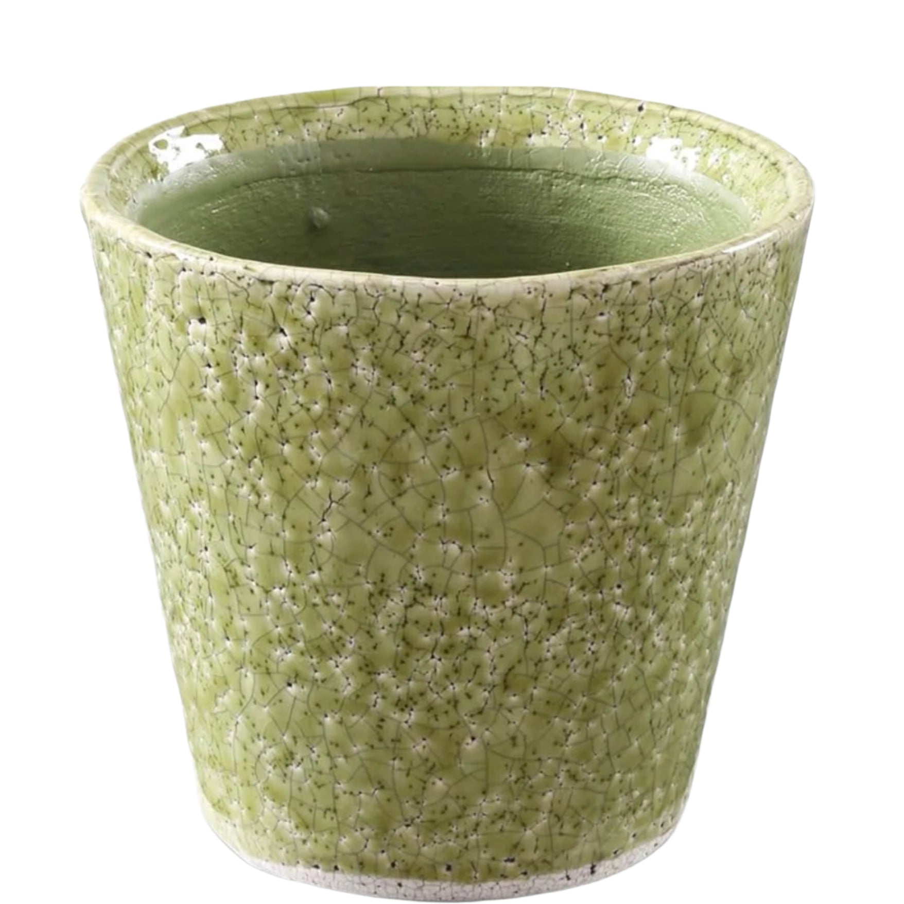 Terracotta Pot with Green Crackled Glaze