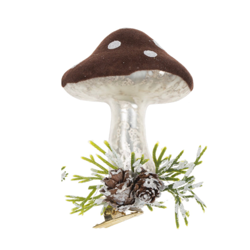 Mushroom Glass Ornament with Clip