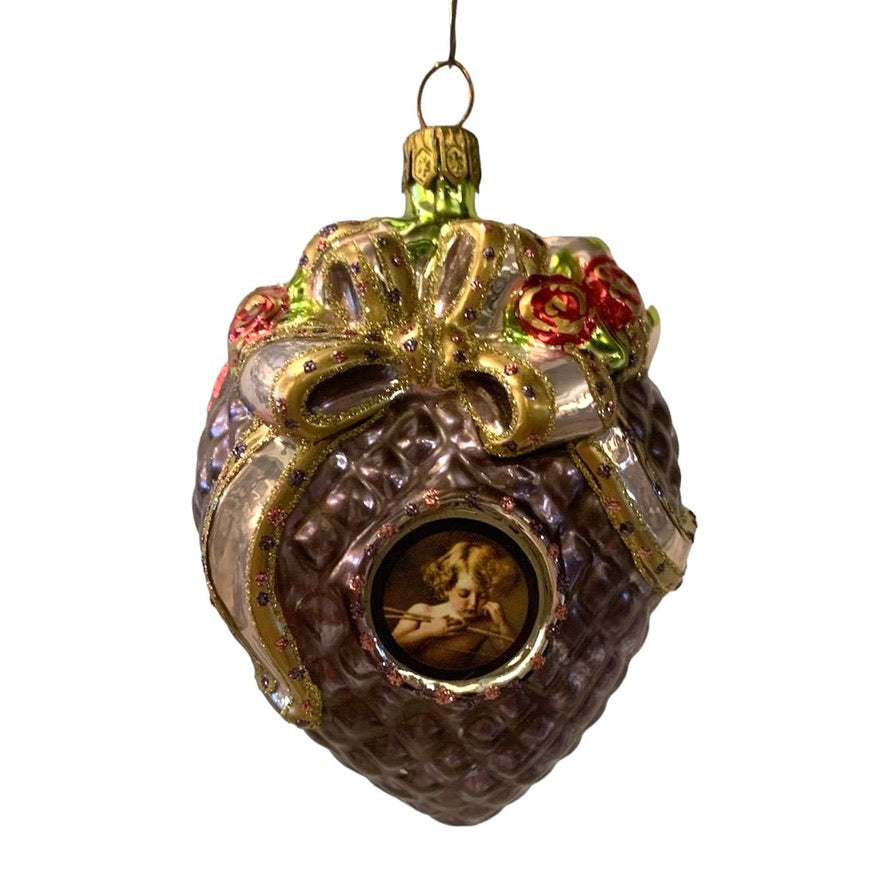 Versailles Heart with Bow Glass Ornament | Putti Christmas 