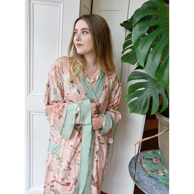 "Peach Blossom" Printed Cotton Ladies Robe | Putti Sleepware Canada