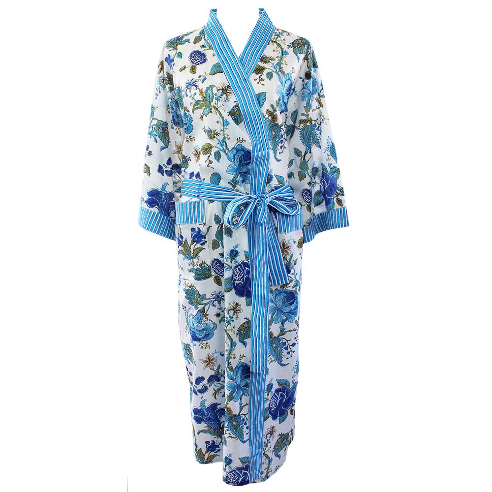 "Blue Rose" Ladies Dressing Gown | Putti Fine Fashions 