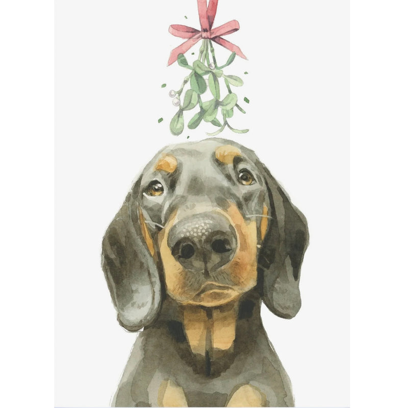 Dachshund with Mistletoe Christmas Greeting Card | Putti Christmas 