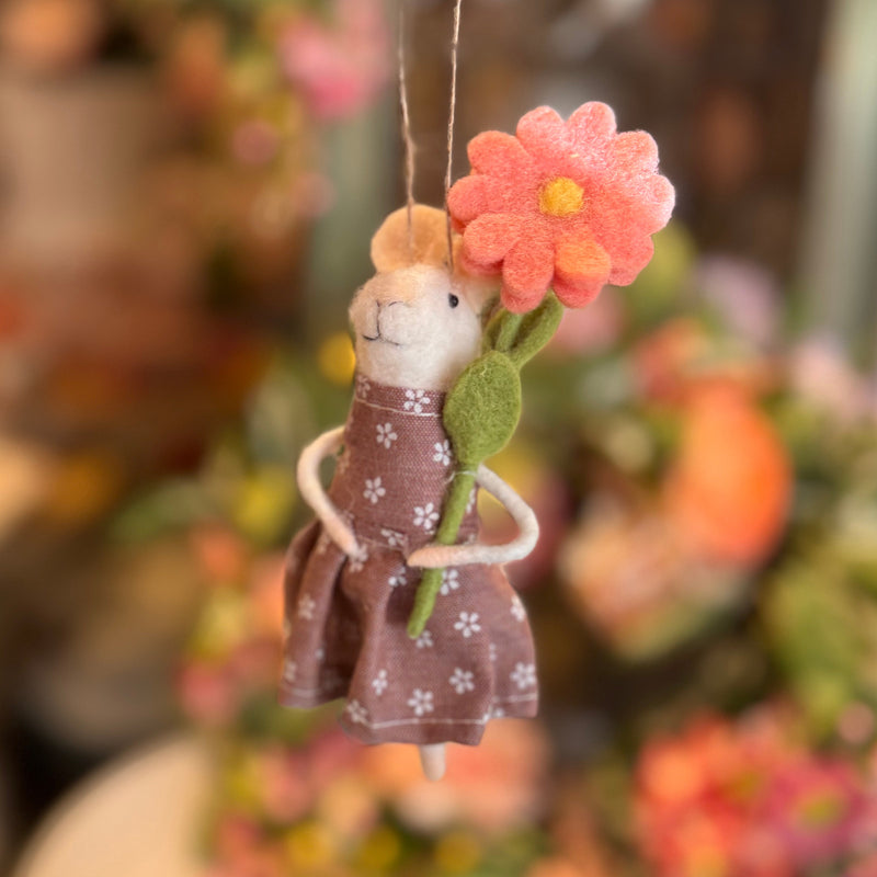 "Daisy Dorris" Felt Mouse Ornament  | Putti Decorations 