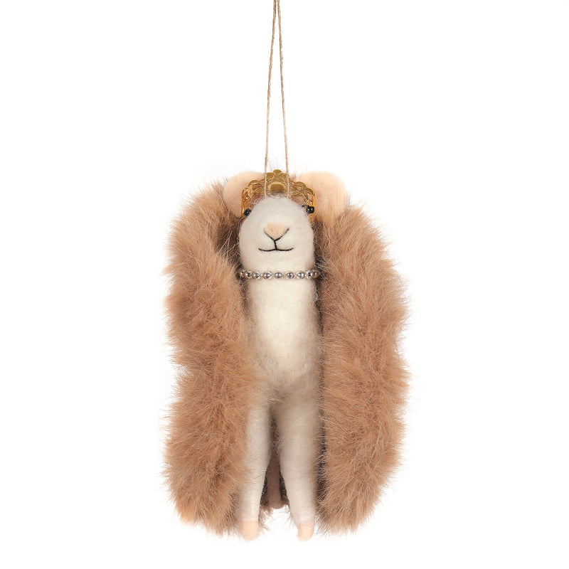 Diva Mouse in Brown Fur Coat Ornament | Putti Christmas Decorations 