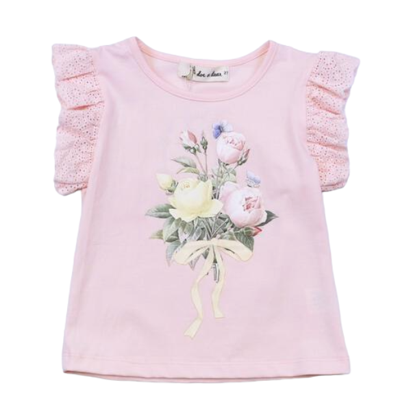Doe a Dear Pink Floral Bouquet Tee