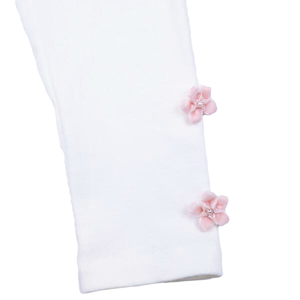Doe a Dear - Ribbon Floral White Leggings