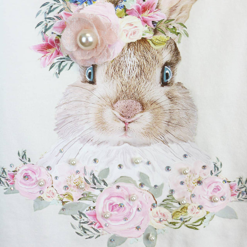 Doe a Dear White Puff Sleeve Bunny Tee