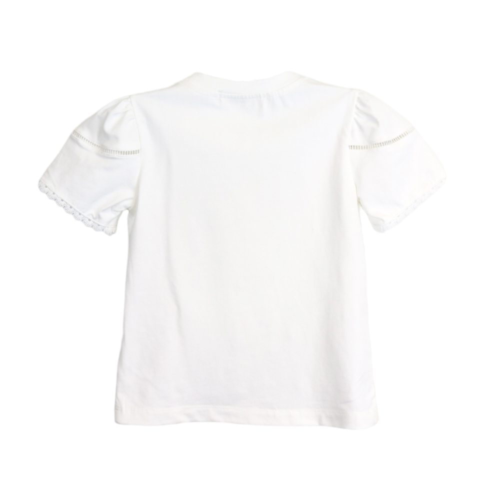 Doe a Dear White Puff Sleeve Bunny Tee | Le Petite Putti