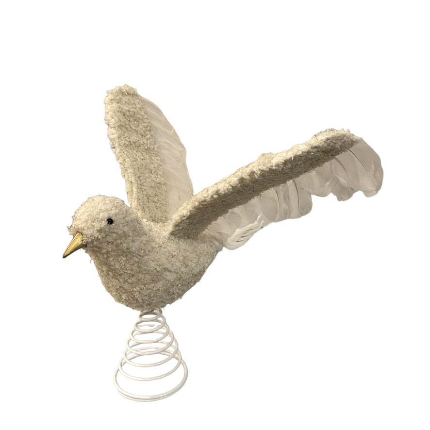 Ivory Chenile Dove Tree Topper | Putti Christmas Celebrations 