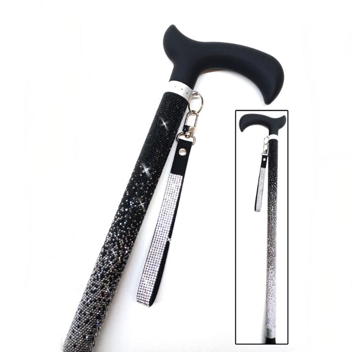 Jacqueline Kent "Sugar Cane" Black Ombre Adjustable Medical Cane