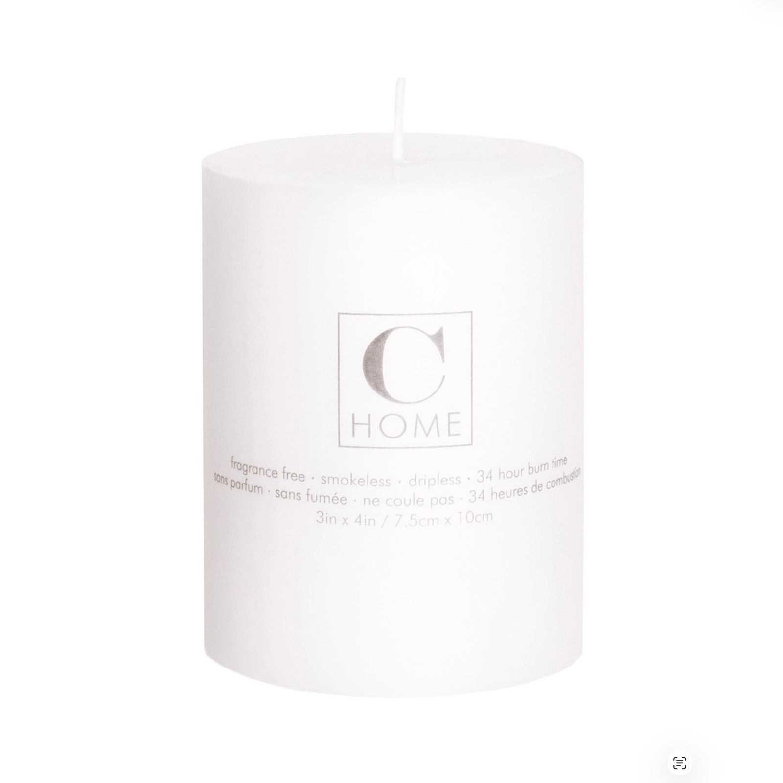 White Pillar Candle 3 x 4 in