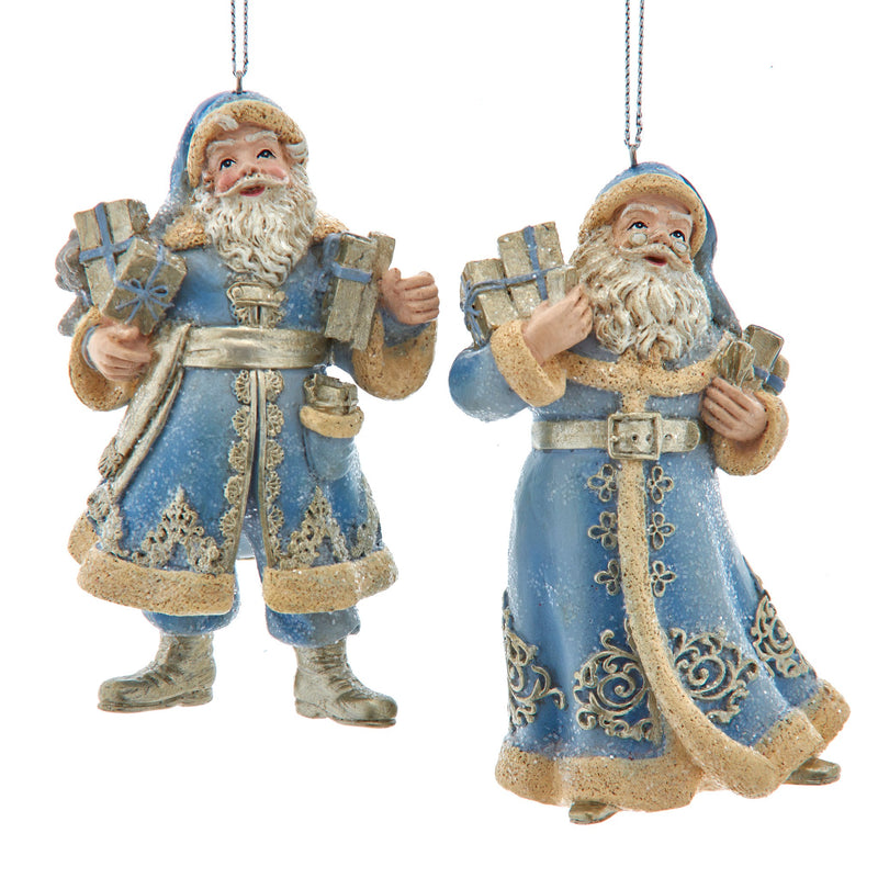 Kurt Adler Blue Santa Resin Ornament  | Putti Christmas 