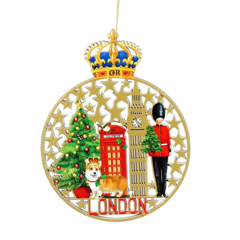 Fretwork London Scene Disc Wood Ornament