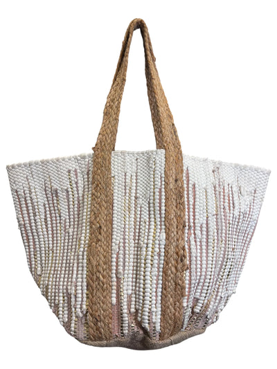 Jute Market Bag - Peach and White