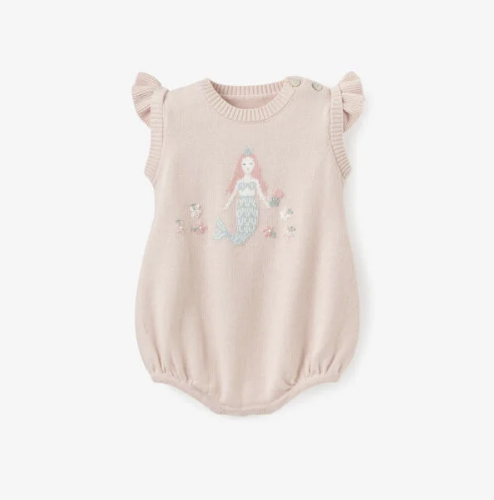 Elegant Baby Mermaid Knit Bubble Romper