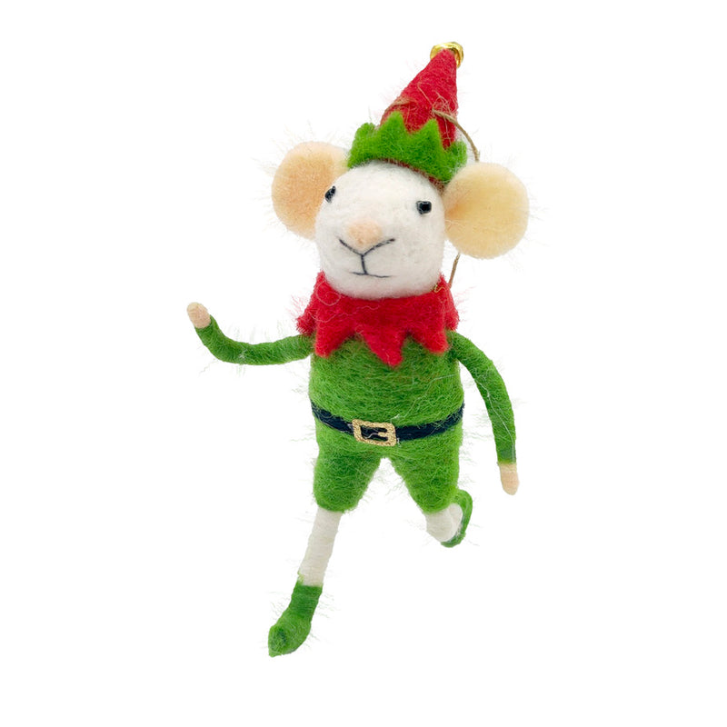 Elmer Elf" Felt Mouse Ornament  | Putti  Christmas Decorations 
