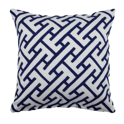 Navy Embroidered Indoor/Outdoor Pillow | Putti Fine Furnishings