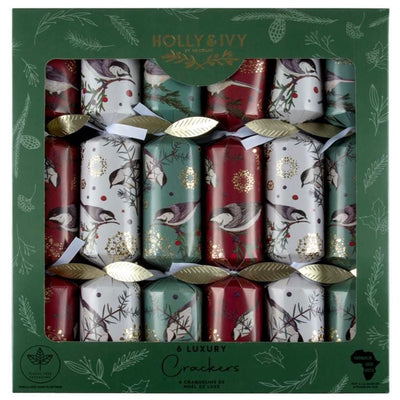 Holly & Ivy Traditional Birds Christmas Crackers | Putti Christmas Celebrations