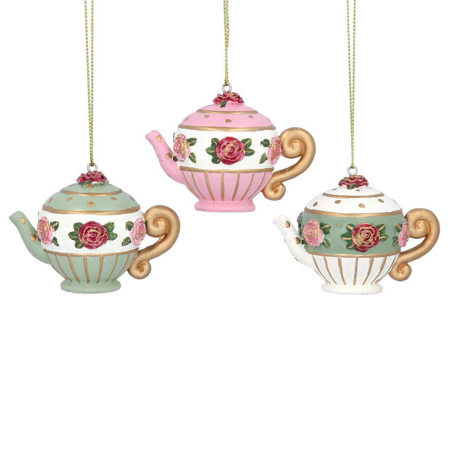 Resin Roseball Teapot Ornament