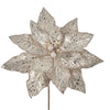 Champagne Glittered Poinsettia Stem  | Putti Christmas Decorations