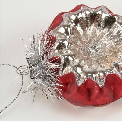 Red Vintage Style Reflector Glass Christmas Ornament