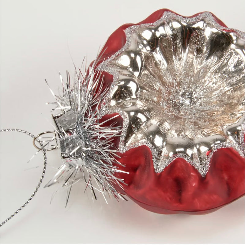 Red Vintage Style Reflector Glass Christmas Ornament