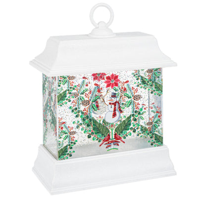 Perpetual Snowman Damask Shimmer Lantern