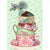 Fancy Bird in Stack of Teacups Hand Glittered Greeting Card