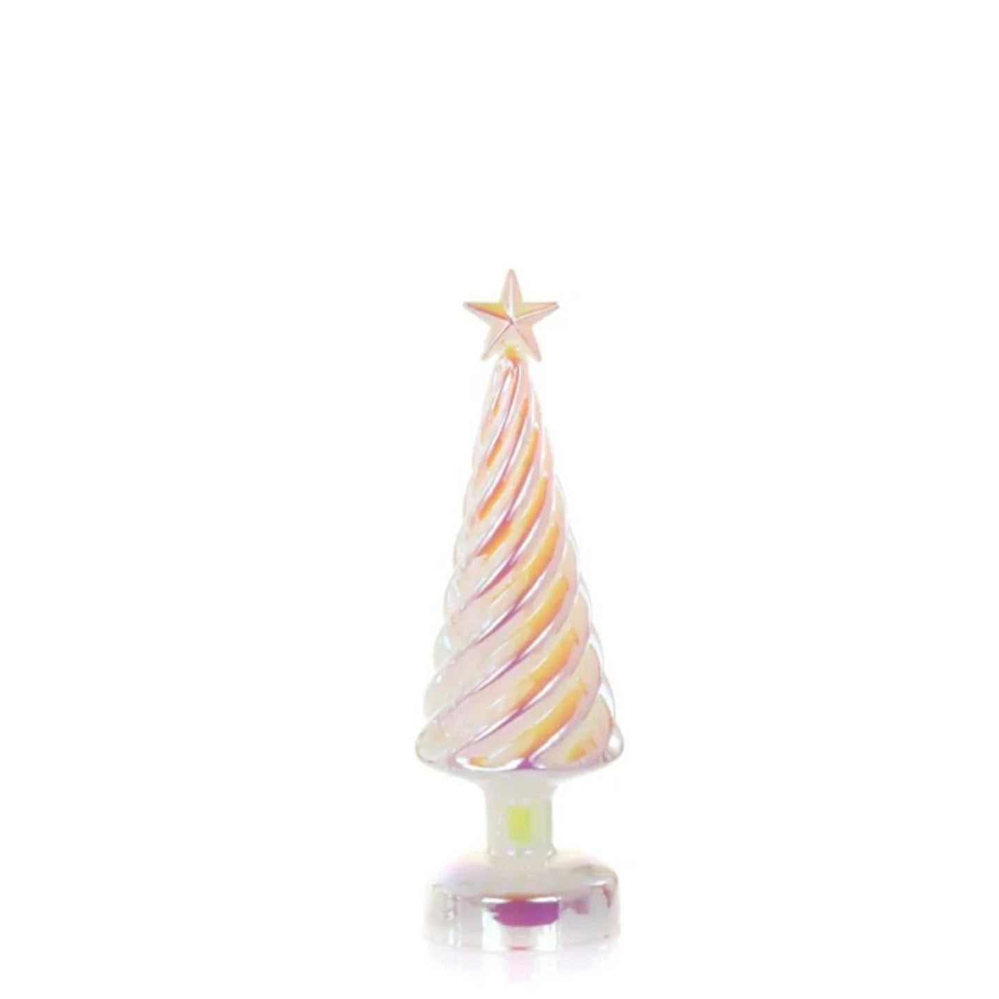 Medium Iridescent Lit Glass Tree - Pearl