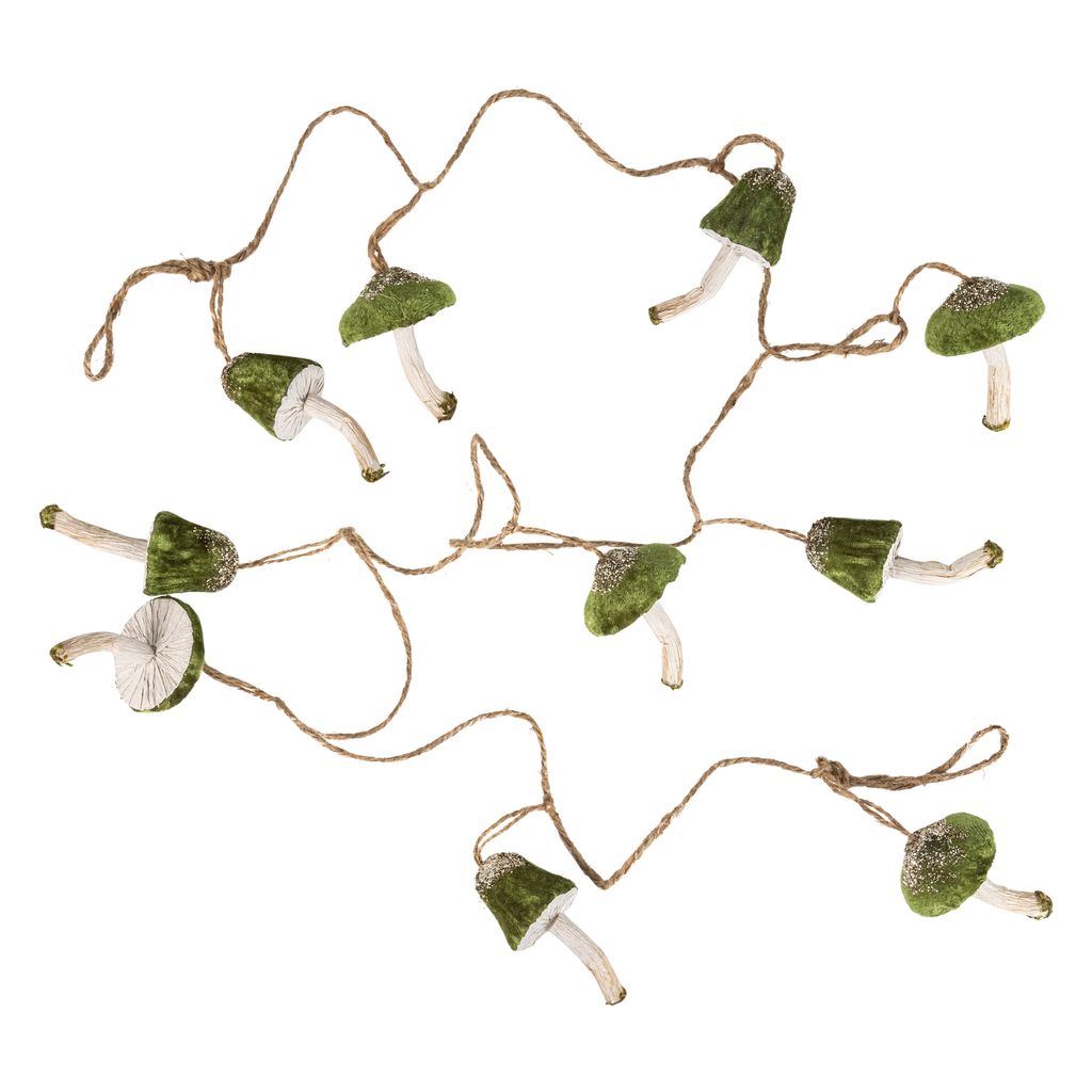 Dark Green Velvet Paper Mushroom Garland