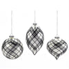 Black and White Plaid Glass Ornament | Putti Christmas Celebrations