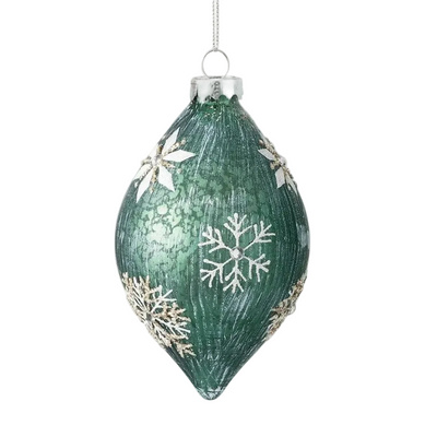 Sage Green Snowflake Glass  Ball Ornament