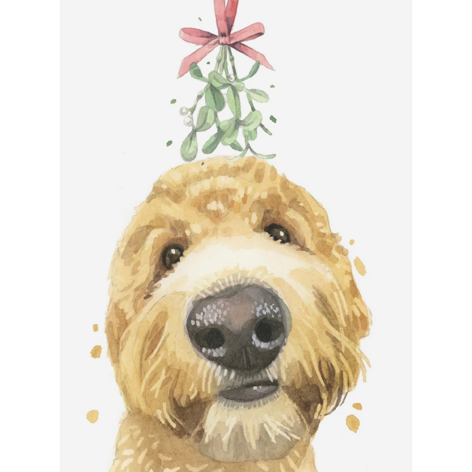 Golden Doodle with Mistletoe Christmas Greeting Card