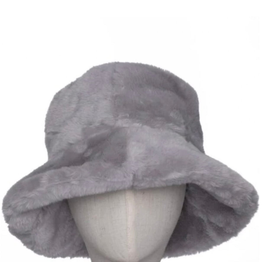 Faux Fur Bucket Hat - Grey | Putti Fine Fashions 