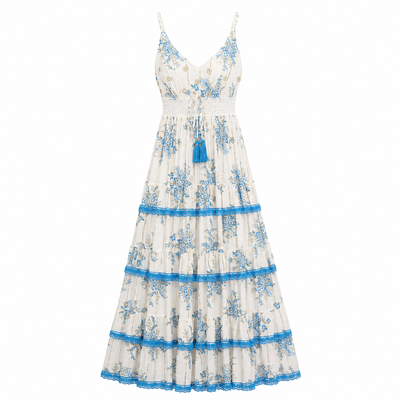 Floral Maxi Dress - Blue | Putti Fine Fashions
