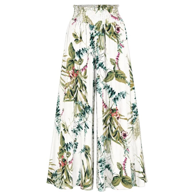 Floral Printed Palazzo Pants - White